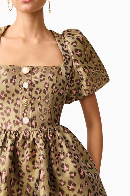 Elara Romper Mini Dress in Leopard Print