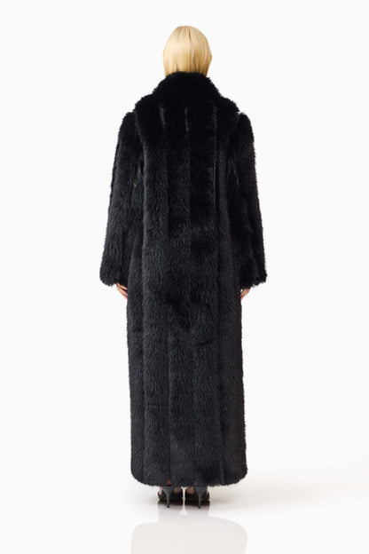 Lux Faux Fur Coat in Black