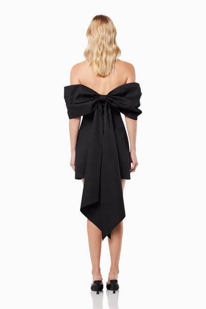 Calypso Bow Detail Mini Dress In Black