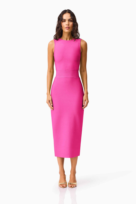 Seraphina Fitted Midi Dress in Pink