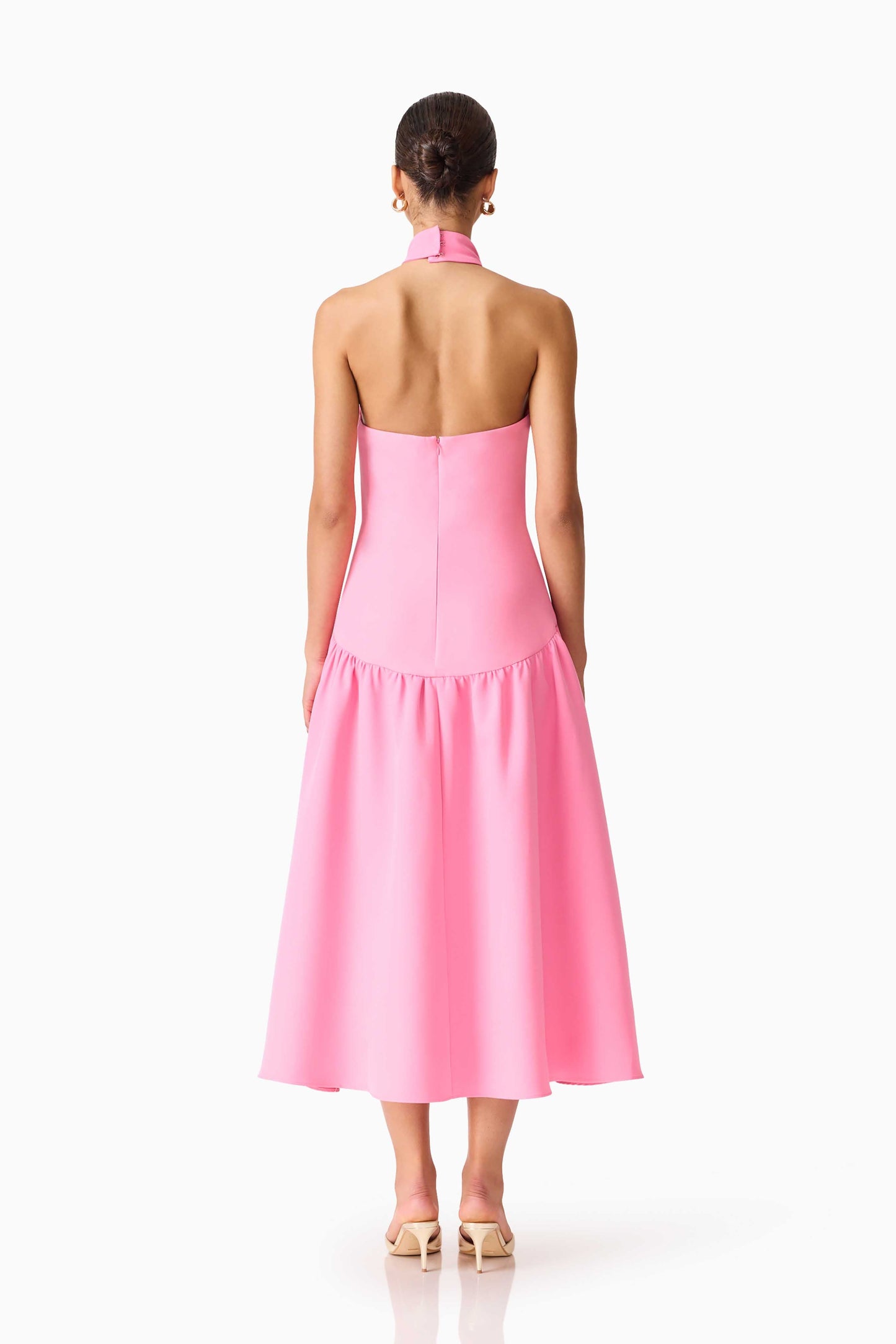 Nolana Halter Midi Dress in Pink
