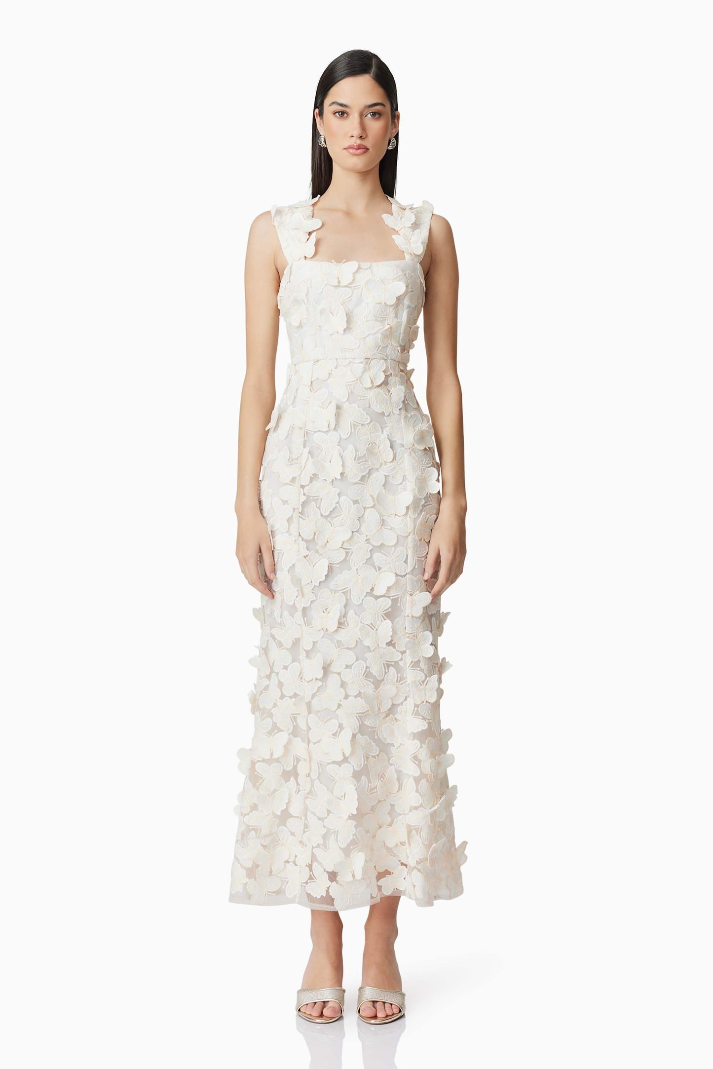 Scarlett Butterfly Midi Dress In White