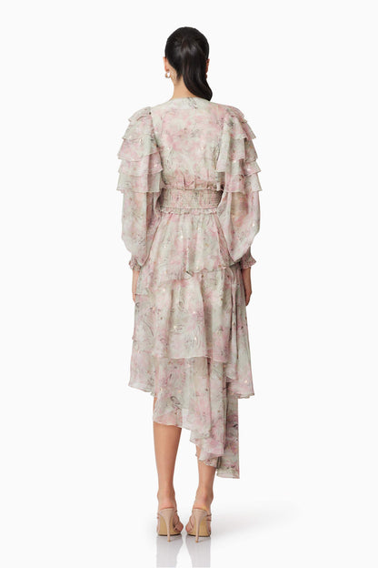 Monica Long Sleeve Midi Dress in Floral