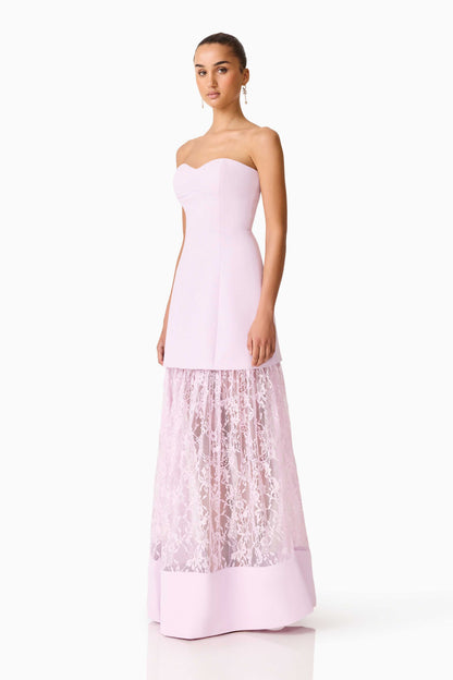 Saphine Strapless Lace Gown in Pink