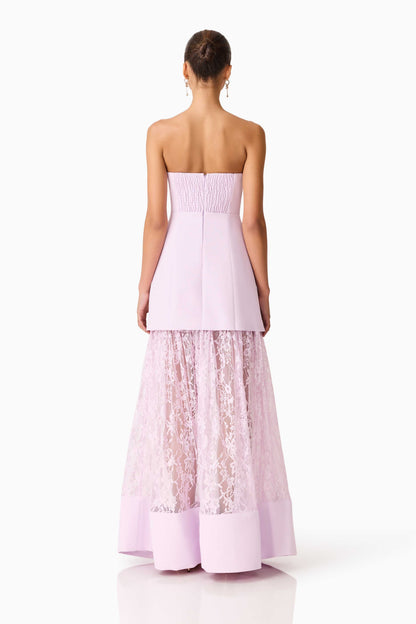 Saphine Strapless Lace Gown in Pink