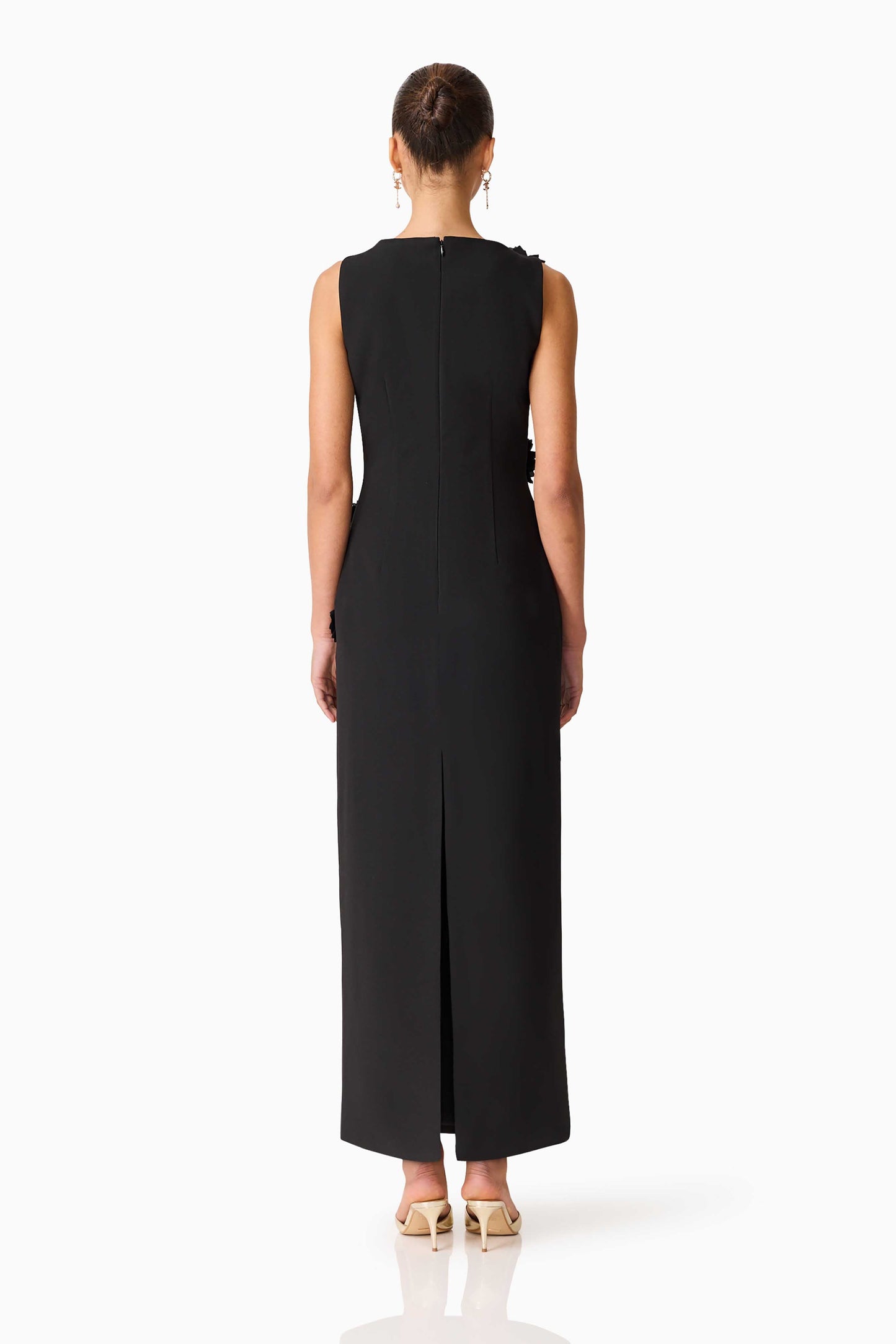 Dali Floral Applique Gown in Black