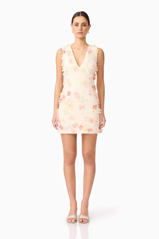 Livia V Neck Mini Dress in Yellow