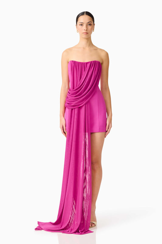 Chantal Asymmetrical Mini Dress in Pink