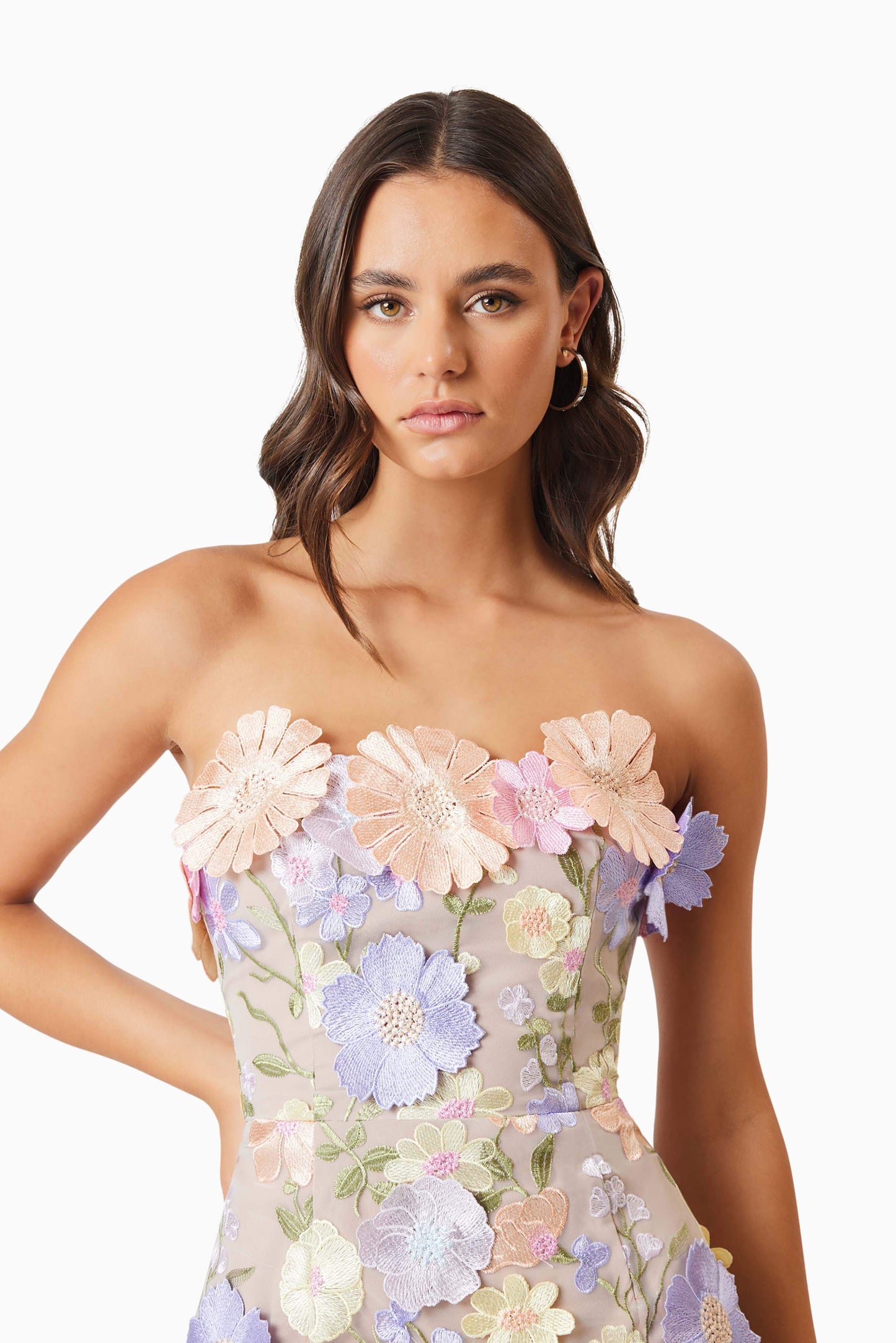 Arabella Strapless Mini Dress In Purple