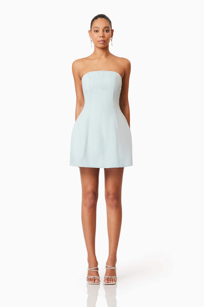 Geranium Strapless Party Dress In Blue