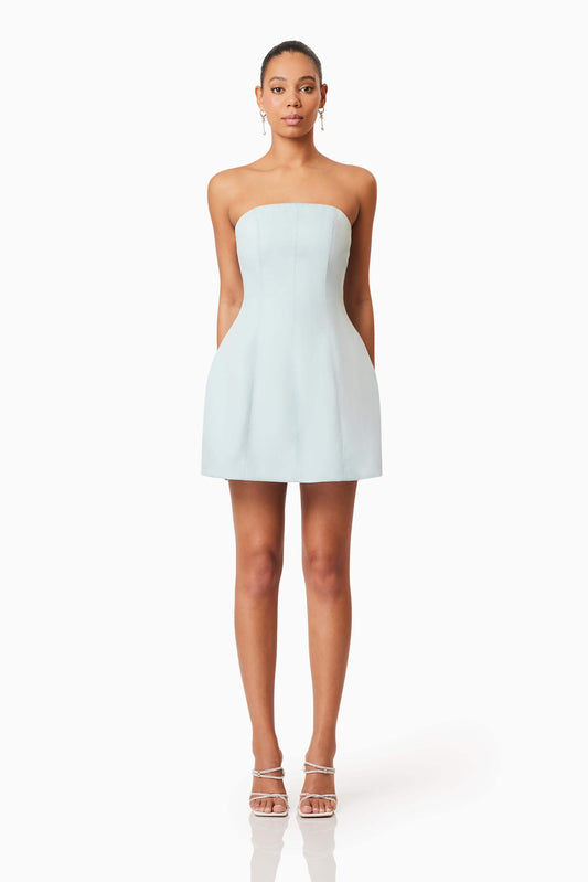 Geranium Strapless Party Dress In Blue