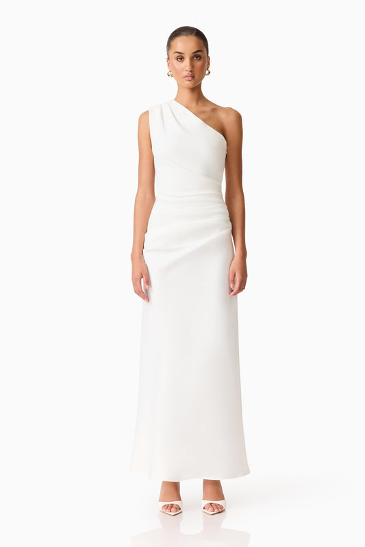 Skye One Shoulder Gown in White
