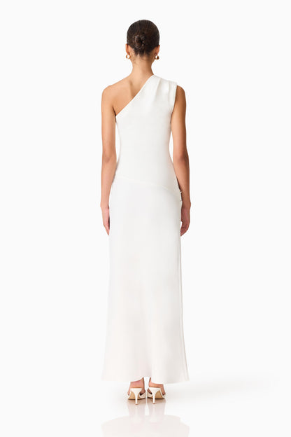 Skye One Shoulder Gown in White