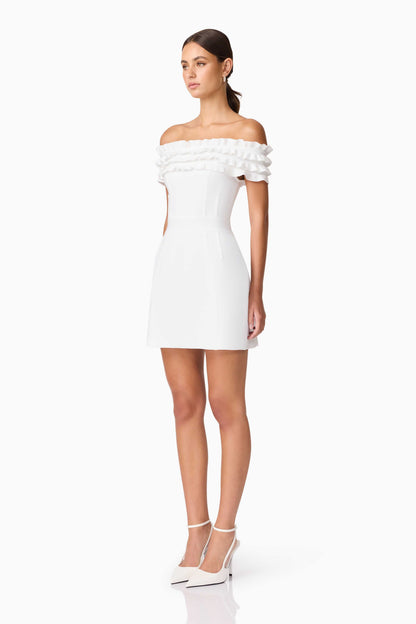 Sonya Off The Shoulder Mini Dress in White