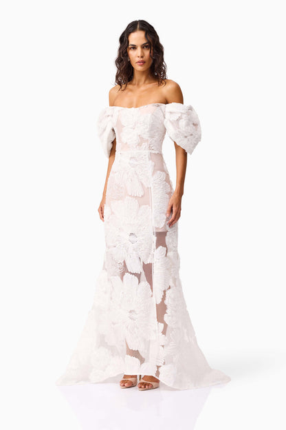 Roxana Off The Shoulder Gown in White