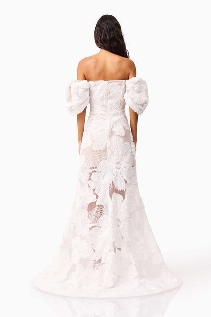 Roxana Off The Shoulder Gown in White