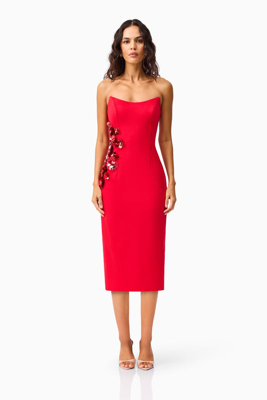 Yasmine Strapless Maxi Dress in Red