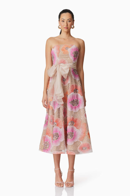 Brittany A-Line Midi Dress in Pink