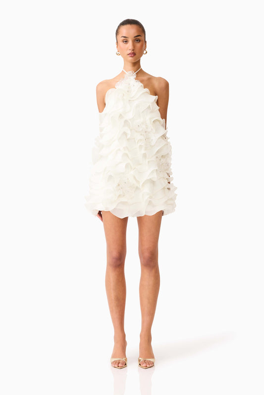 Yvette Halter Mini Dress in White