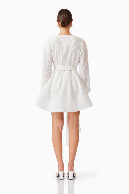 Iris Long Sleeve Mini Dress in White