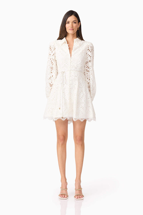Carli Mini Shirt Dress in White