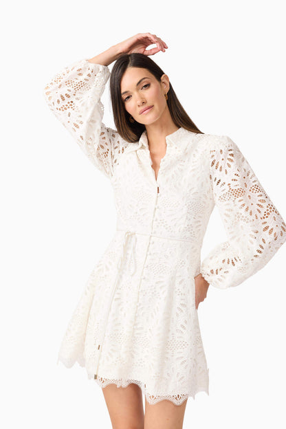 Carli Mini Shirt Dress in White