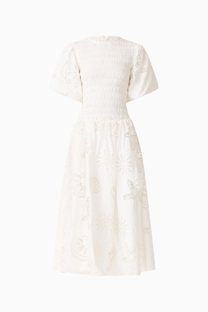 Celine Puff Sleeve Maxi Dress in White