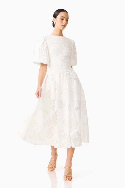 Celine Puff Sleeve Maxi Dress in White