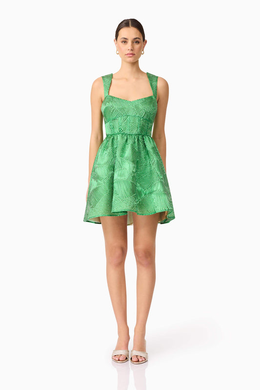 Ginnifer A-Line Mini Dress in Green