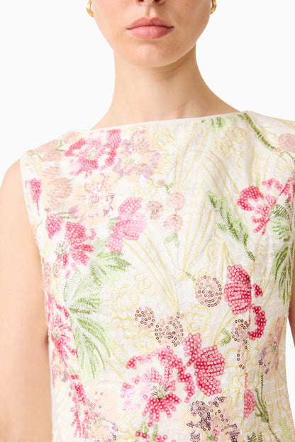 Greta Embroidered Set in Cream & Pink Floral