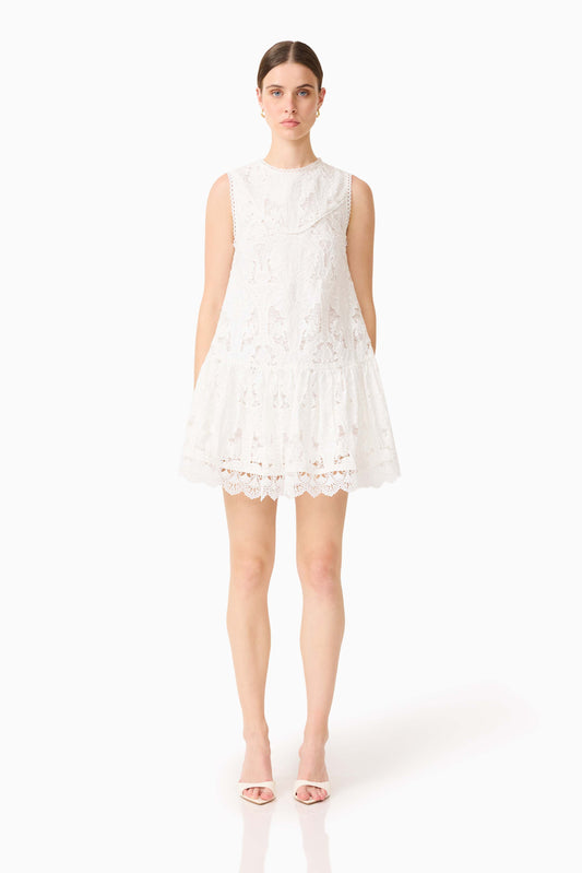 Giovanna Shift Mini Dress in White