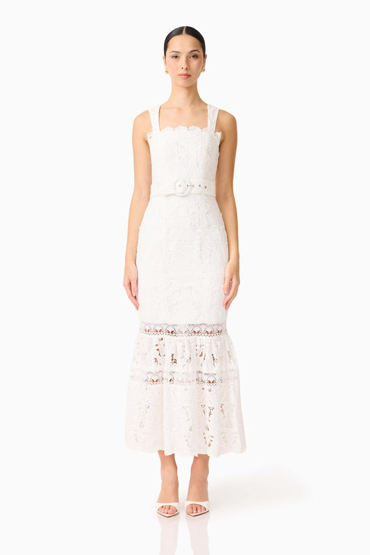 Giovanna Fit & Flare Maxi Dress in White