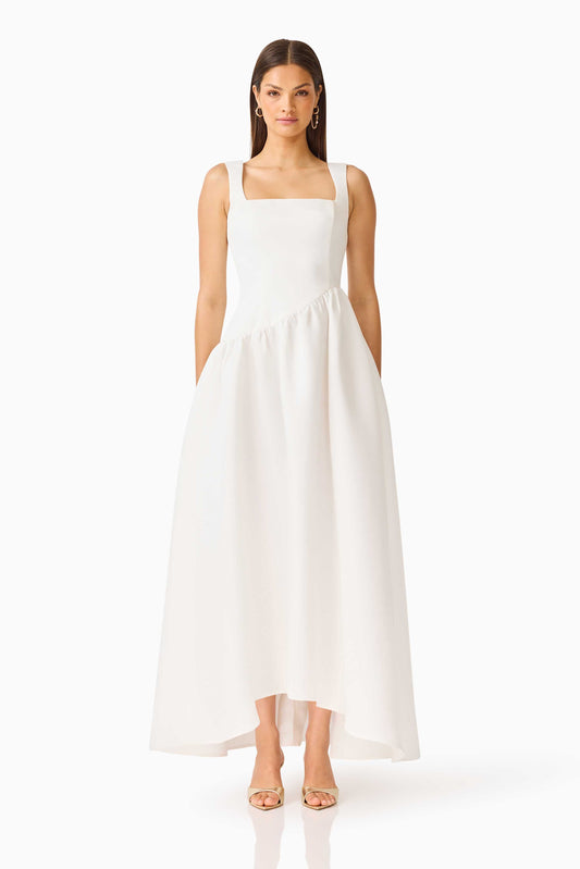 Ruelle A-Line Maxi Dress in Pearl White