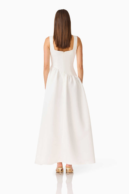 Ruelle A-Line Maxi Dress in Pearl White
