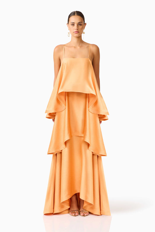 Tilly Tiered Maxi Dress in Orange