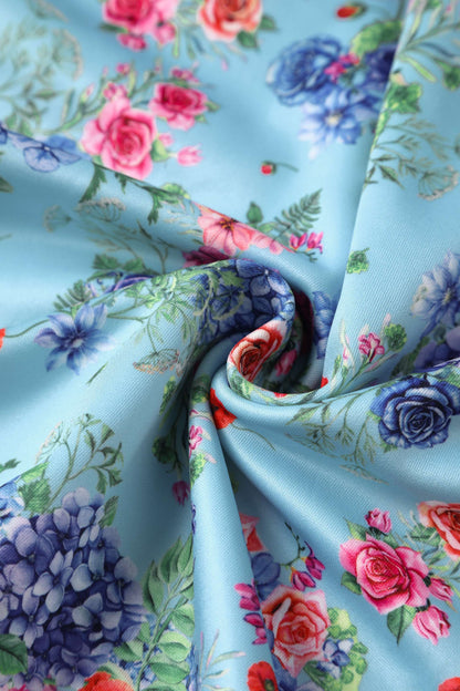 Lily Blue Hydrangea Off Shoulder Dress