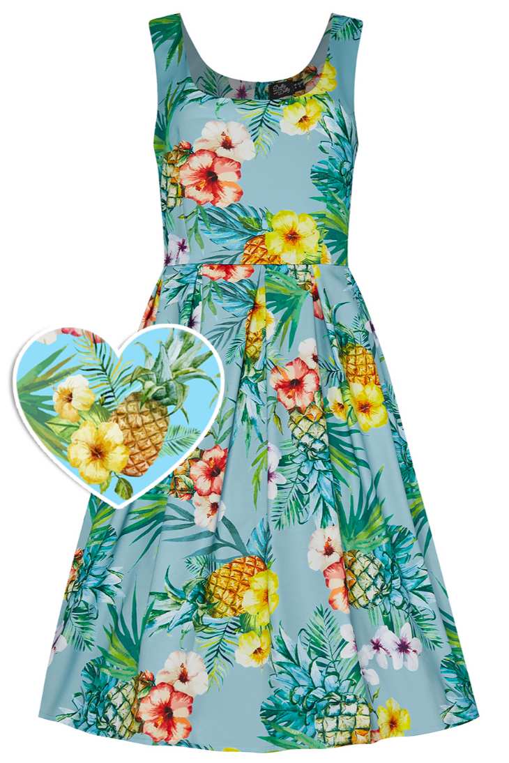 Amanda Blue Tropical Swing Dress