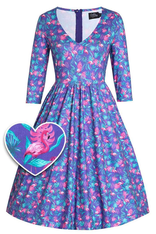 Billie Flamingo Long Sleeved Dress