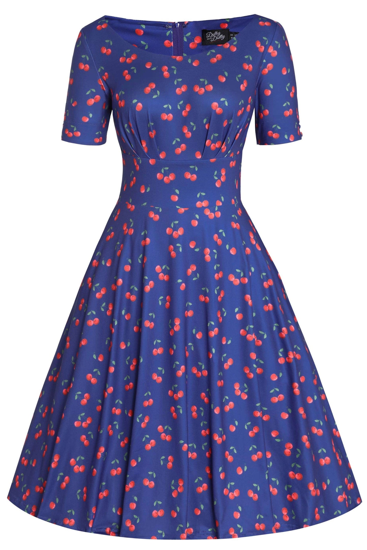 Brenda Blue Cherry Flared Dress
