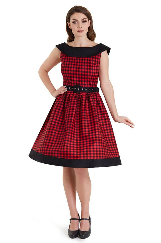 Cindy Full Circle Dress in Red Checkered