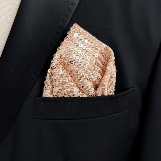 Champagne Stripe Sequin Pocket Square