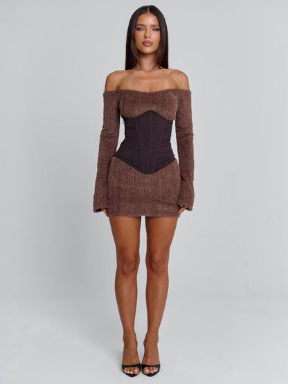 JUNO MINI DRESS BROWN