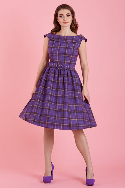 Cindy Full Circle Dress in Purple Tartan