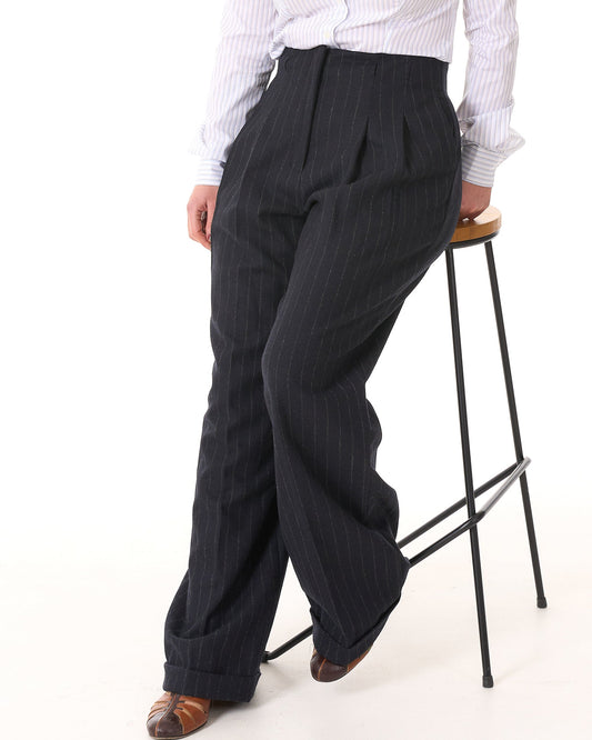 1930s Marlene Trousers - chalk stripe wool