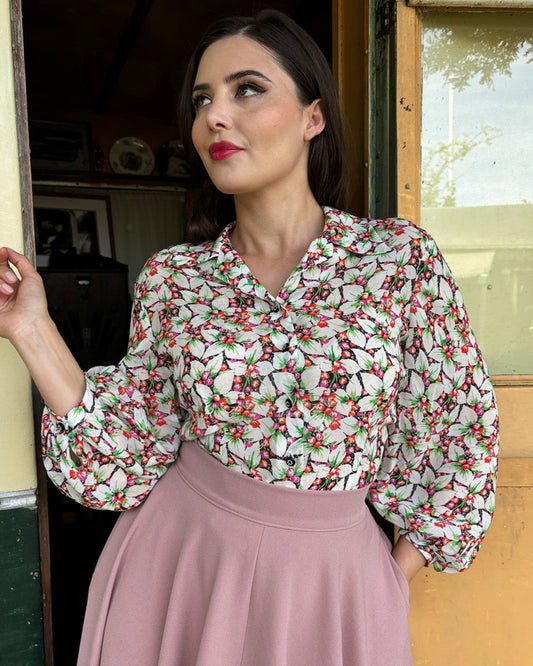 1950s Lola Blouse - Beautyberry Georgette