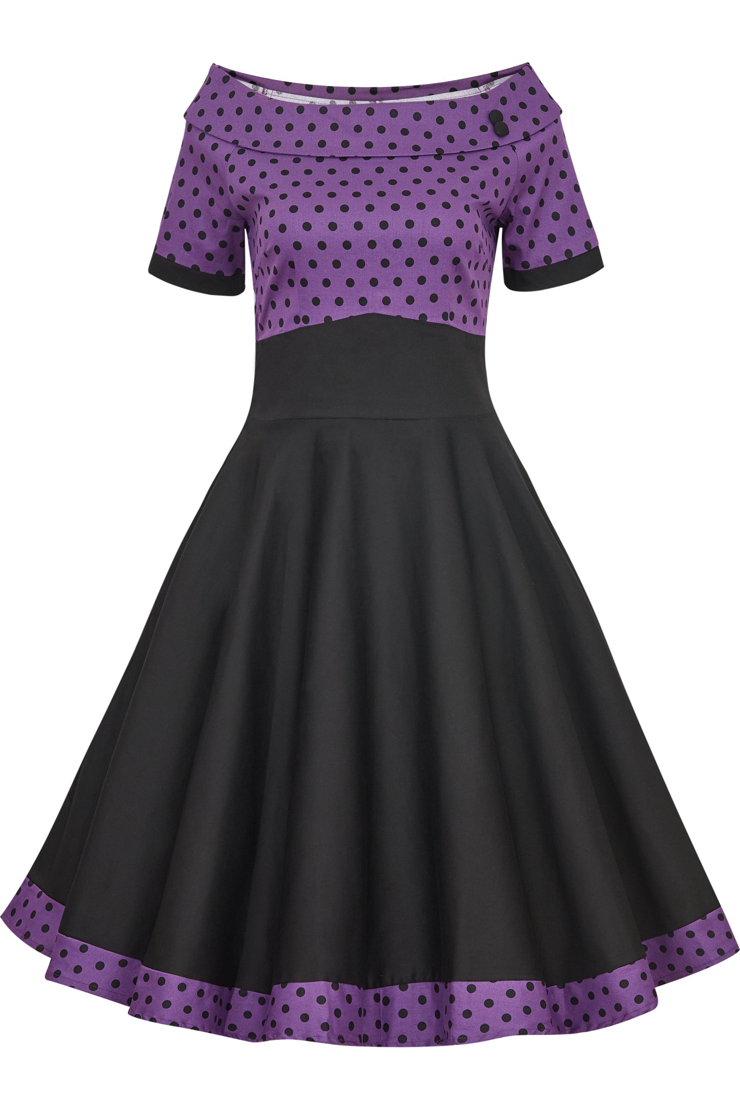 Darlene Purple & Black Polka Dot Circle Dress