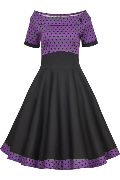 Darlene Purple & Black Polka Dot Circle Dress