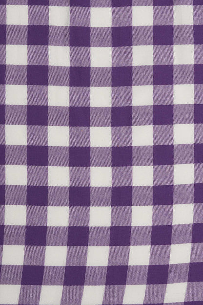 Lily Off Shoulder Purple Gingham Dress