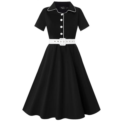 Penelope Retro Diner Black Shirt Dress