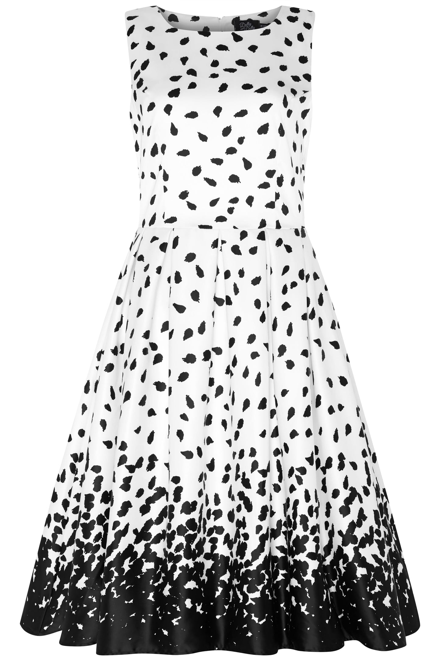 Annie Swing Dress in White with Painted Dots
